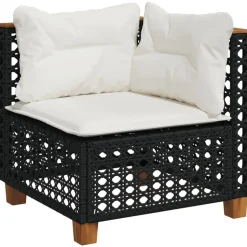 MAISON EXCLUSIVE - Salon de jardin 6 pcs avec coussins noir résine tressée