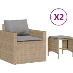 MAISON EXCLUSIVE - Salon de jardin avec coussins 4 pcs beige résine tressée
