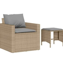 MAISON EXCLUSIVE - Salon de jardin avec coussins 4 pcs beige résine tressée