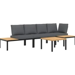 MAISON EXCLUSIVE - Salon de jardin 4 pcs avec coussins noir aluminium