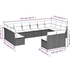 MAISON EXCLUSIVE - Salon de jardin avec coussins 12 pcs beige résine tressée