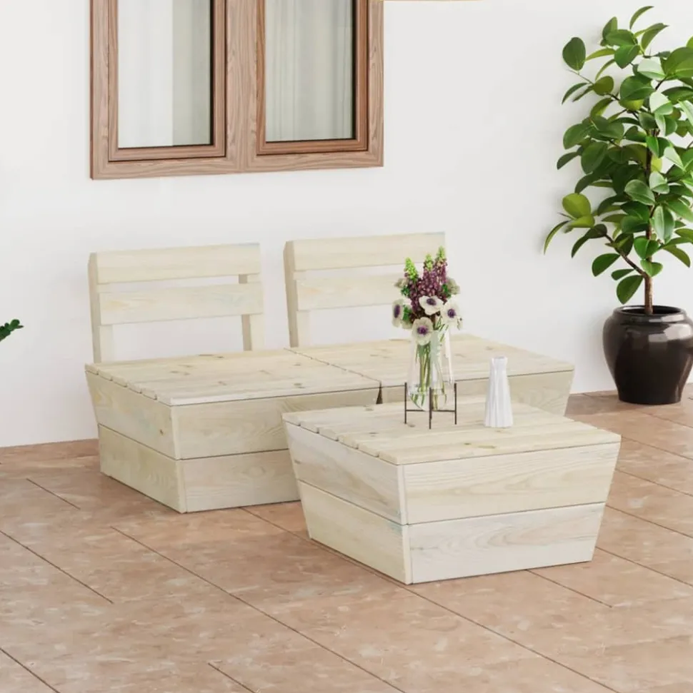 MAISON EXCLUSIVE - Salon de jardin palette 3 pcs bois d'épicéa imprégné