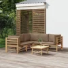 MAISON EXCLUSIVE - Salon de jardin 6 pcs avec coussins taupe bambou