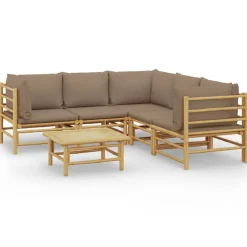 MAISON EXCLUSIVE - Salon de jardin 6 pcs avec coussins taupe bambou
