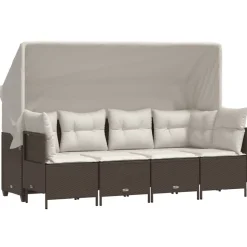 MAISON EXCLUSIVE - Salon de jardin avec coussins 5 pcs marron résine tressée