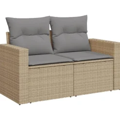 MAISON EXCLUSIVE - Salon de jardin avec coussins 10 pcs beige résine tressée