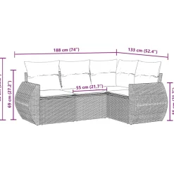 MAISON EXCLUSIVE - Salon de jardin 4 pcs avec coussins noir résine tressée