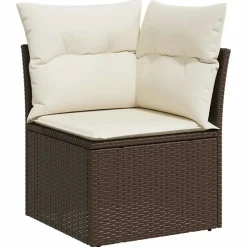 MAISON EXCLUSIVE - Salon de jardin avec coussins 6 pcs marron résine tressée
