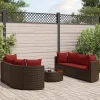 MAISON EXCLUSIVE - Salon de jardin avec coussins 7 pcs marron résine tressée