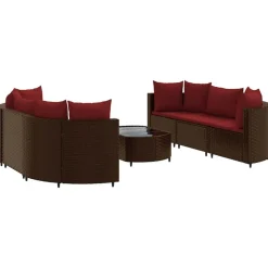 MAISON EXCLUSIVE - Salon de jardin avec coussins 7 pcs marron résine tressée