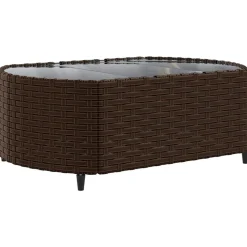 MAISON EXCLUSIVE - Salon de jardin avec coussins 7 pcs marron résine tressée