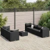 MAISON EXCLUSIVE - Salon de jardin 8 pcs avec coussins noir résine tressée