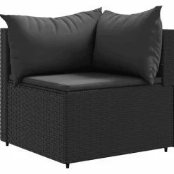 MAISON EXCLUSIVE - Salon de jardin 8 pcs avec coussins noir résine tressée
