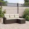 MAISON EXCLUSIVE - Salon de jardin 4 pcs avec coussins marron résine tressée