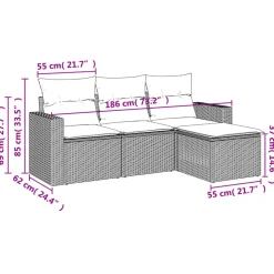 MAISON EXCLUSIVE - Salon de jardin 4 pcs avec coussins marron résine tressée