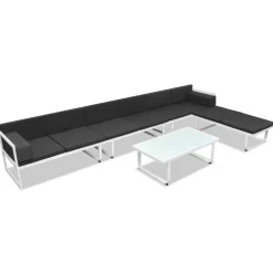 MAISON EXCLUSIVE - Salon de jardin 5 pcs textilène aluminium noir