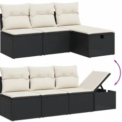 MAISON EXCLUSIVE - Salon de jardin 8 pcs avec coussins noir résine tressée