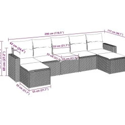 MAISON EXCLUSIVE - Salon de jardin avec coussins 7 pcs marron résine tressée