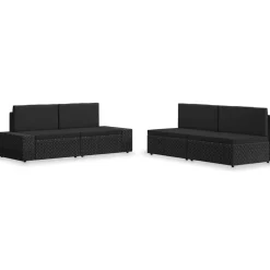 MAISON EXCLUSIVE - Salon de jardin 4 pcs résine tressée noir