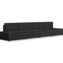 MAISON EXCLUSIVE - Salon de jardin 4 pcs résine tressée noir