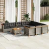 MAISON EXCLUSIVE - Salon de jardin 11 pcs avec coussins gris résine tressée