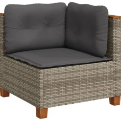 MAISON EXCLUSIVE - Salon de jardin 11 pcs avec coussins gris résine tressée
