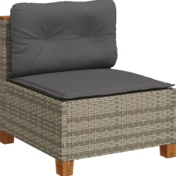 MAISON EXCLUSIVE - Salon de jardin 11 pcs avec coussins gris résine tressée