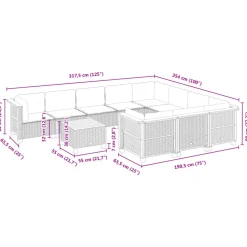 MAISON EXCLUSIVE - Salon de jardin 11 pcs avec coussins gris résine tressée