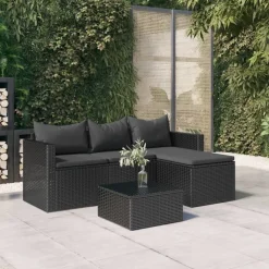 MAISON EXCLUSIVE - Salon de jardin noir résine tressée