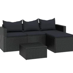 MAISON EXCLUSIVE - Salon de jardin noir résine tressée