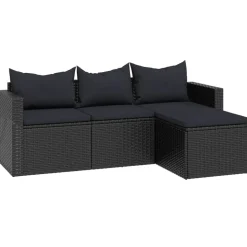 MAISON EXCLUSIVE - Salon de jardin noir résine tressée