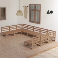 MAISON EXCLUSIVE - Salon de jardin 9 pcs bois de pin massif