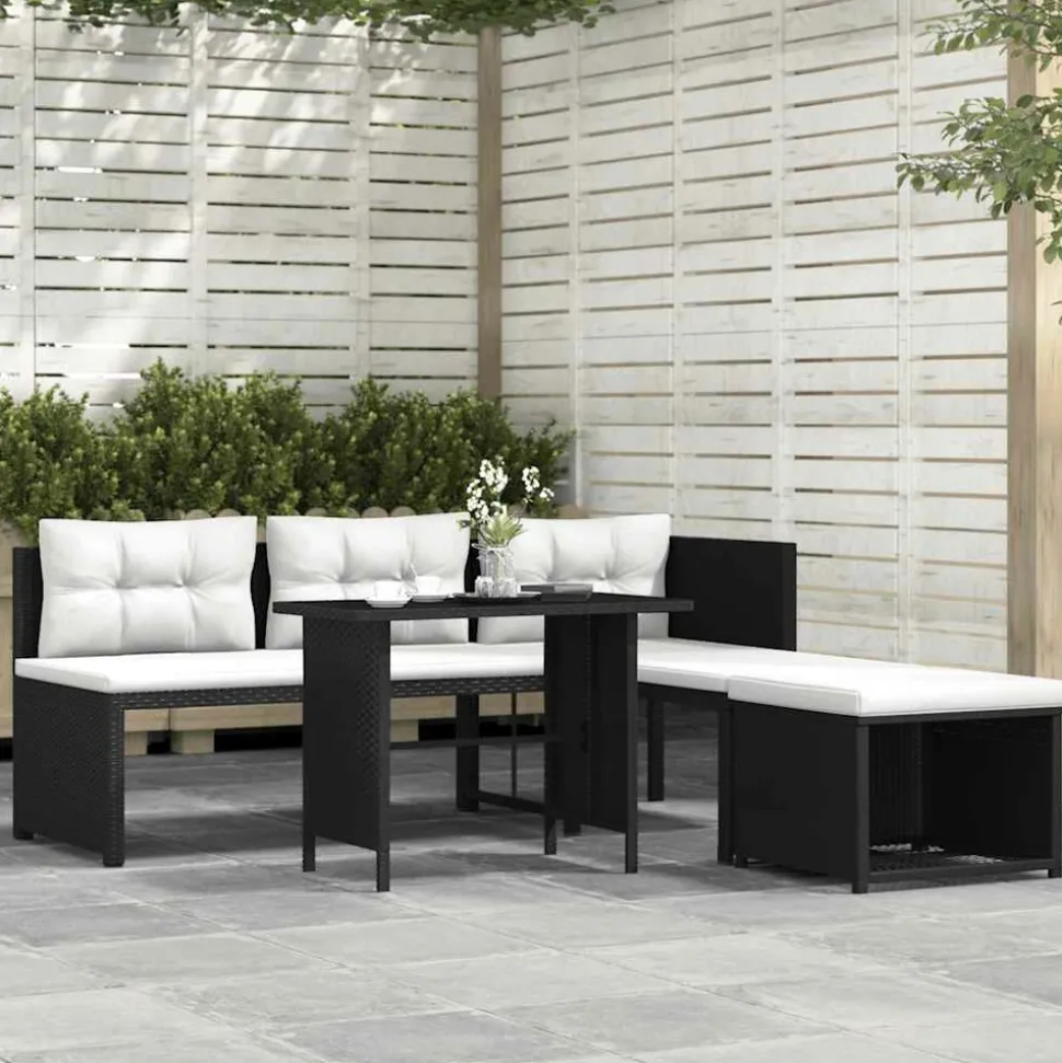 MAISON EXCLUSIVE - Salon de jardin 4 pcs résine tressée noir