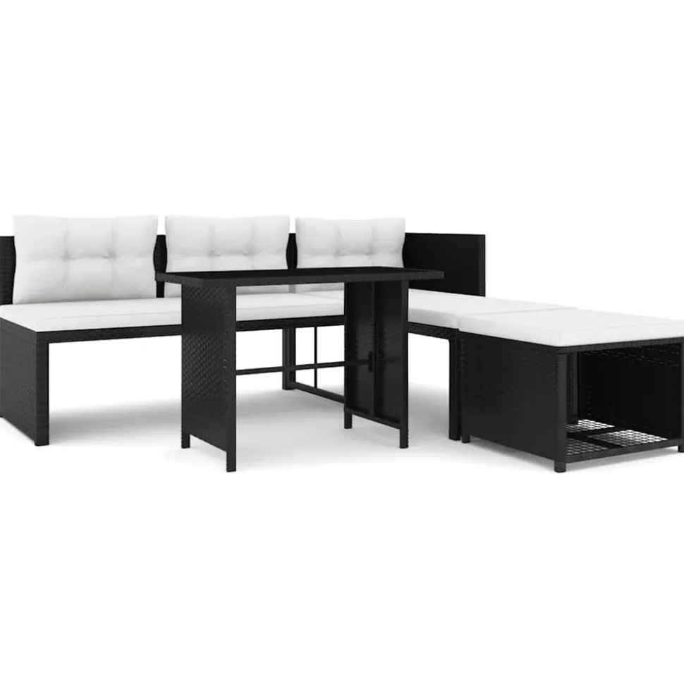 MAISON EXCLUSIVE - Salon de jardin 4 pcs résine tressée noir