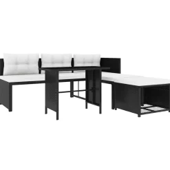 MAISON EXCLUSIVE - Salon de jardin 4 pcs résine tressée noir