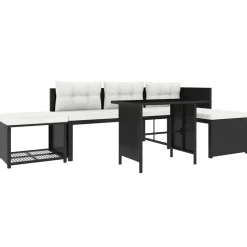 MAISON EXCLUSIVE - Salon de jardin 4 pcs résine tressée noir