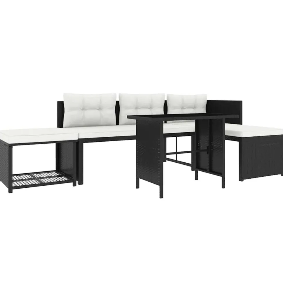 MAISON EXCLUSIVE - Salon de jardin 4 pcs résine tressée noir
