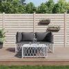 MAISON EXCLUSIVE - Salon de jardin avec coussins 3 pcs blanc acier