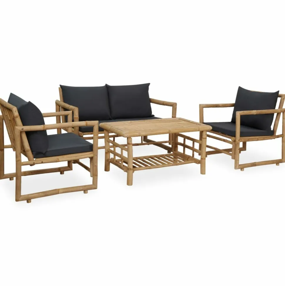 MAISON EXCLUSIVE - Salon de jardin 4 pcs avec coussins bambou