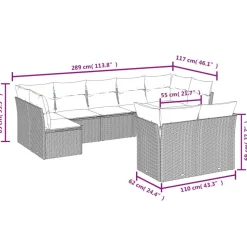 MAISON EXCLUSIVE - Salon de jardin avec coussins 9 pcs beige résine tressée