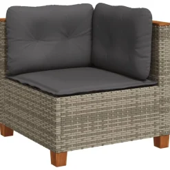 MAISON EXCLUSIVE - Salon de jardin 8 pcs avec coussins gris résine tressée