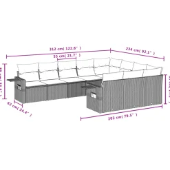 MAISON EXCLUSIVE - Salon de jardin 10 pcs avec coussins noir résine tressée