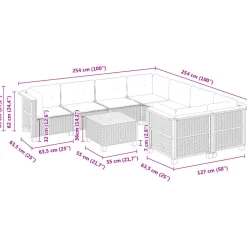 MAISON EXCLUSIVE - Salon de jardin 9 pcs avec coussins gris résine tressée