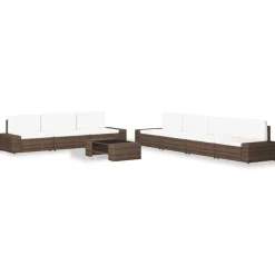 MAISON EXCLUSIVE - Salon de jardin 8 pcs résine tressée marron