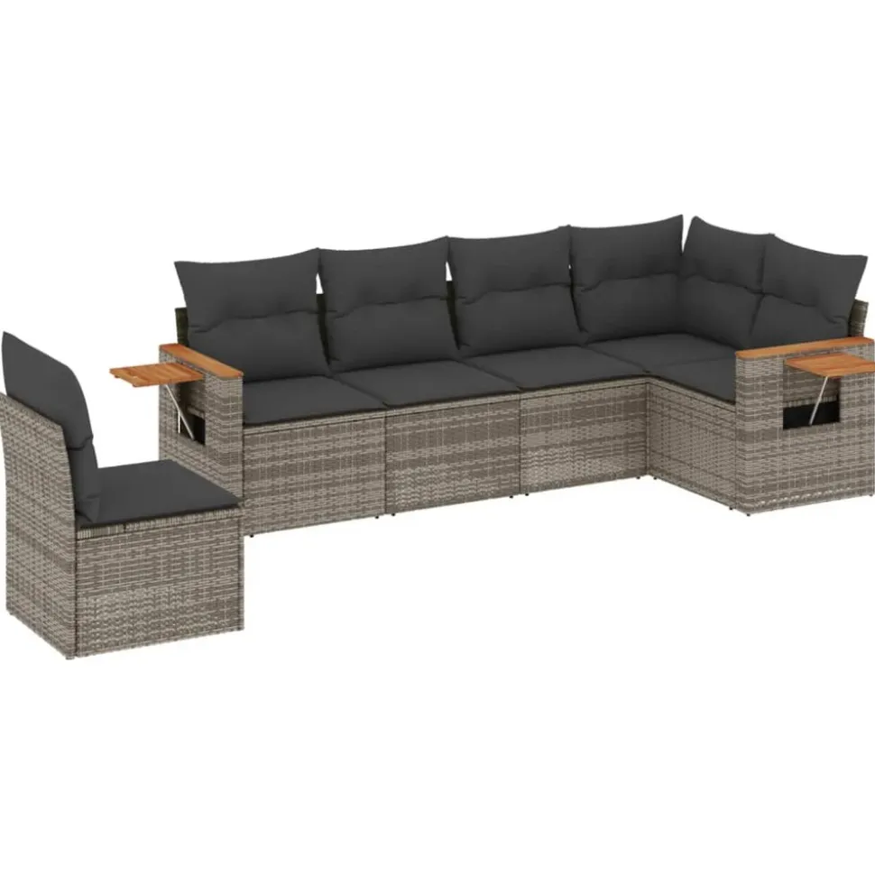 MAISON EXCLUSIVE - Salon de jardin 6 pcs avec coussins gris résine tressée