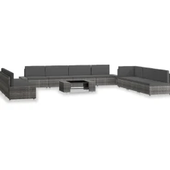 MAISON EXCLUSIVE - Salon de jardin 10 pcs résine tressée gris