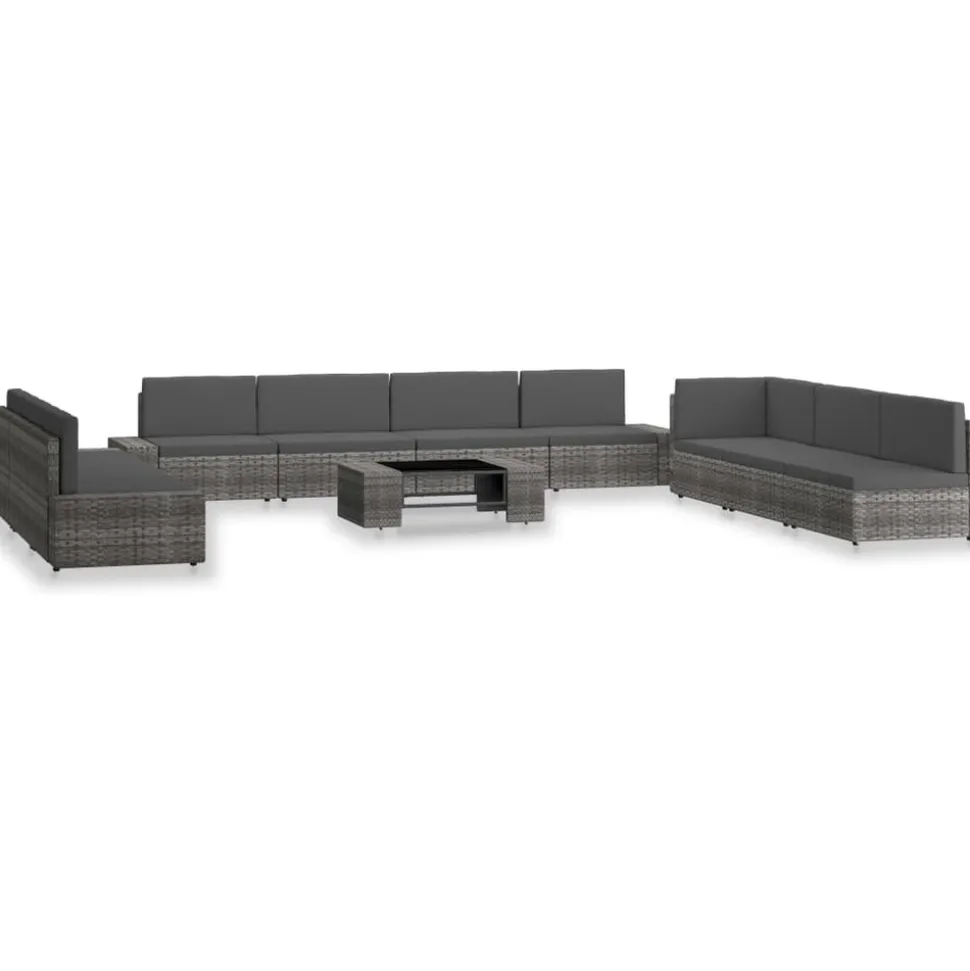 MAISON EXCLUSIVE - Salon de jardin 10 pcs résine tressée gris