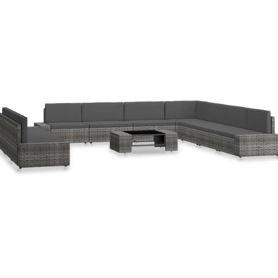 MAISON EXCLUSIVE - Salon de jardin 10 pcs résine tressée gris