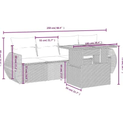MAISON EXCLUSIVE - Salon de jardin 5 pcs avec coussins noir résine tressée