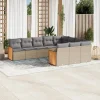 MAISON EXCLUSIVE - Salon de jardin avec coussins 10 pcs beige résine tressée